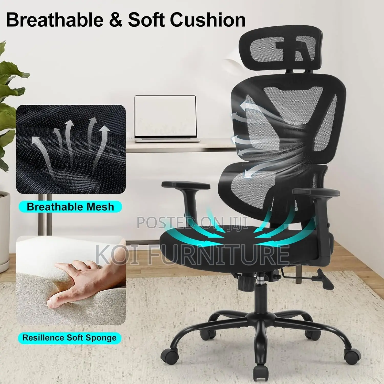 Office Chairs; High Back Mesh Executive Orthopedic Seat With Support