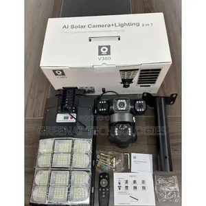 Triple Lens Solar Camera With Street Light PTZ + 200W LED, 4g/WiFi