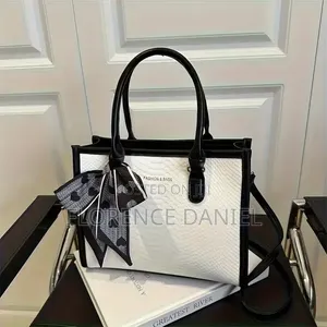 Elegant Textured Tote Handbag With Scarf Accent