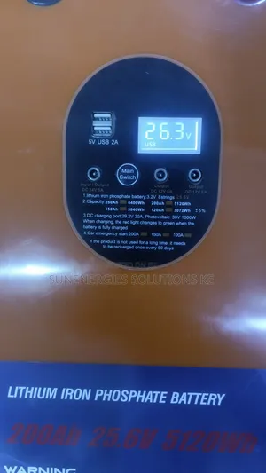 5.12kwh 25v 200ah Lithium Iron Phosphate Battery