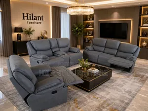 Royal Size Gray Six-Seater Sofa Recliner