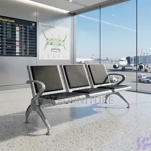 Office Bench; 3 Link Padded Office Waiting Bench