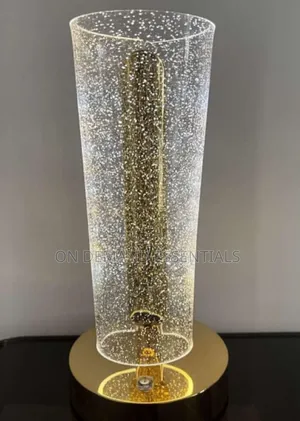 Crystal Table Lamp Golden Base and a Uniquely Shaped Acrylic Shade