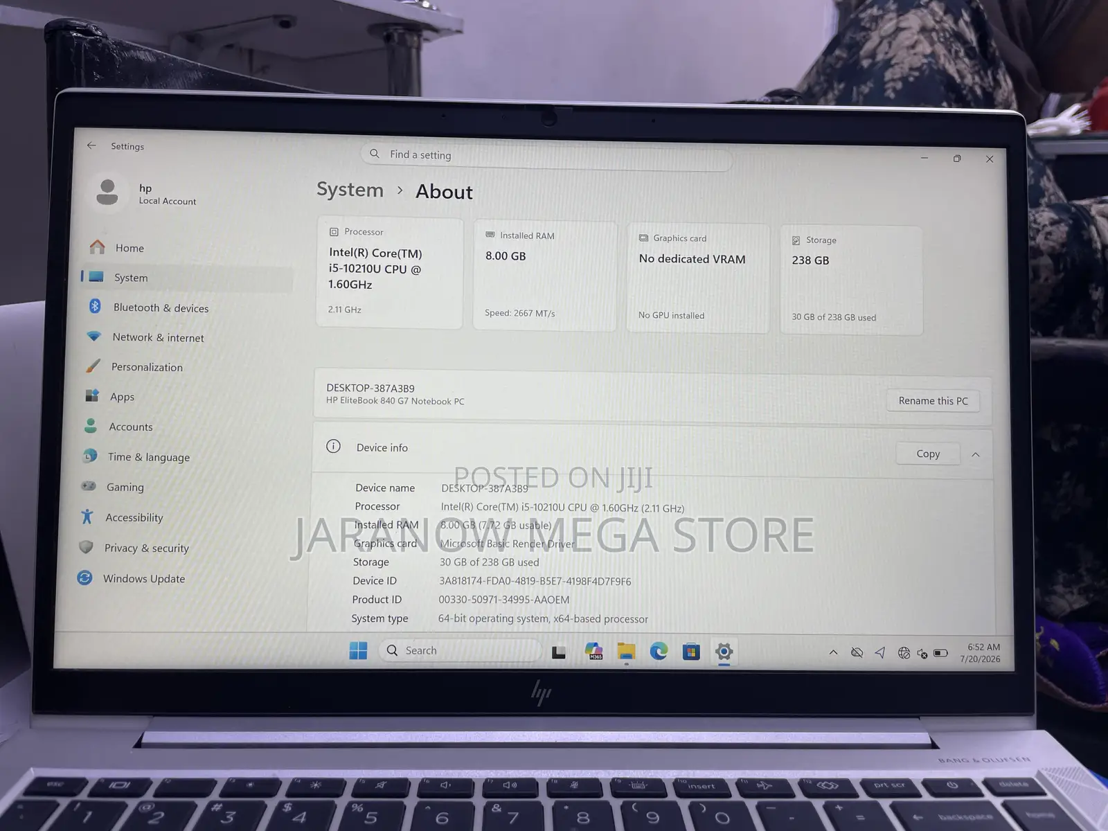 Laptop HP EliteBook 840 G7 8GB Intel Core i5 SSD 256GB