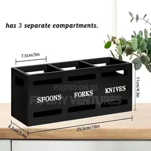 3 Wooden Compartment Cutlerly Holder
