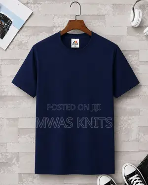 Navy Blue Round Neck T Shirt Cotton