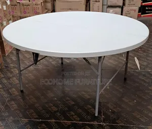Foldable Round Banquet Table | Plastic Event Dining Table | 4–6 Seater