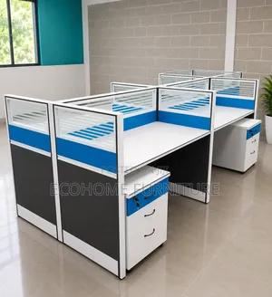 4-Seater Office Workstation With Lockable Drawers Modern Staff Cubicle