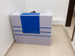 Modern Office Reception Desk- White Blue