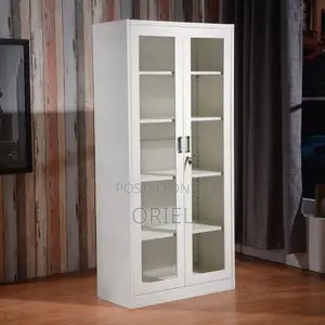Office Cabinet : 2-Door Full Glass Lockable Cabinet