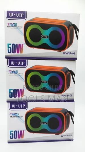 W-Vip 50W Portable Bluetooth TWS Speaker With RGB Lights - W-Vip-09.