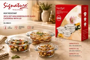 3pc Round Baking Glass Tin