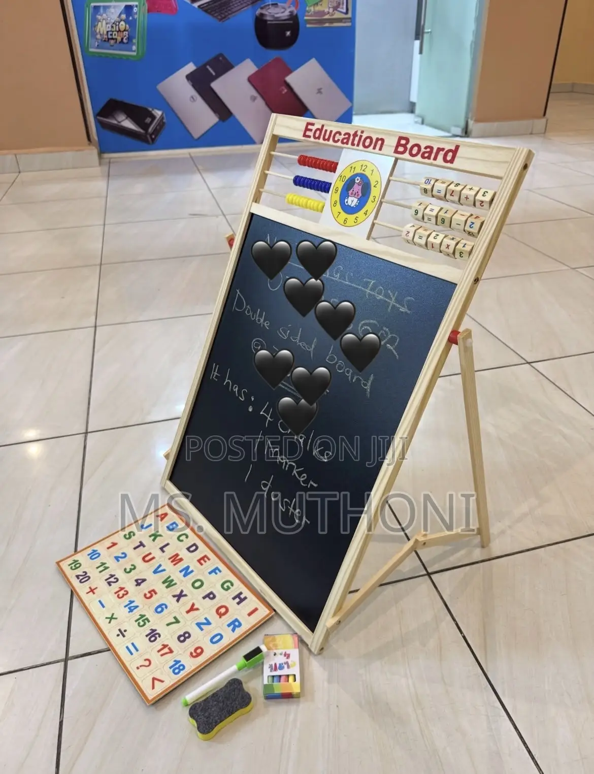 2 Sided Magnetic Whiteboard for Spelling Drawing With  Abacus