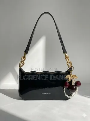 Miraggio Glossy Red Shoulder Bag With Cherry Charm