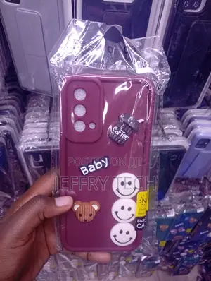 Maroon Silicone Phone Case Features 3D Decorations