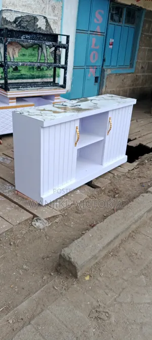 TV STAND 4ft by 2ft White With Marble Sheet Top