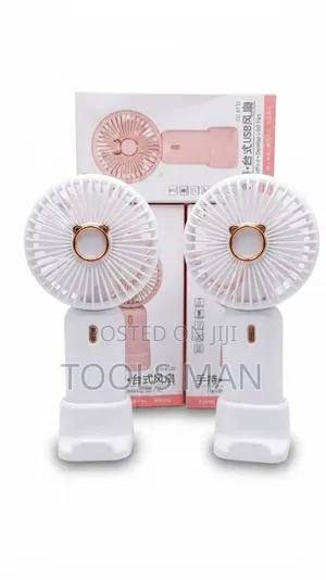 Rechargeable Handheld Mini Fan With Desktop Stand Phone Holder.