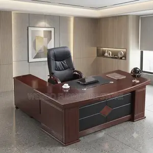 Office Desk; 1.8 Meter Executive Mahogany Desk With Red-Brown Top