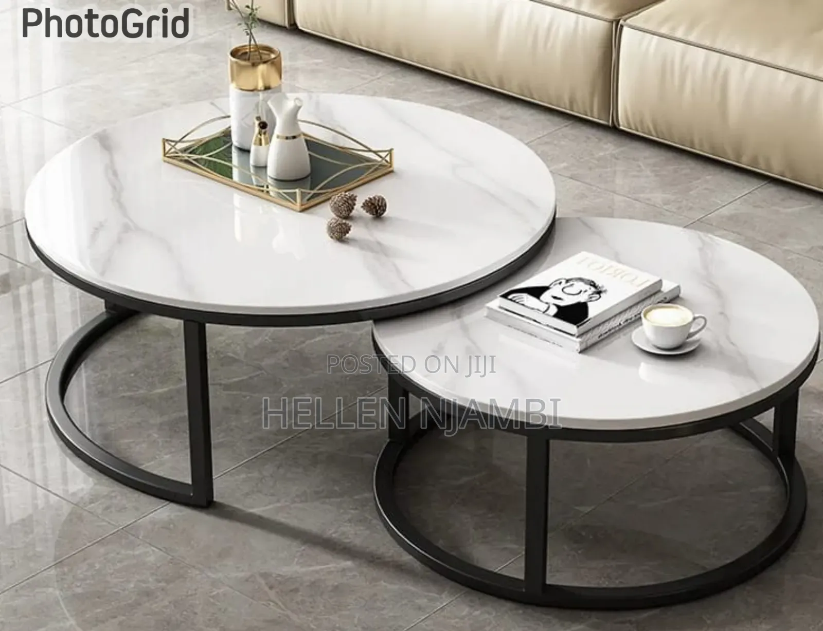 2 in 1 Luxury Pure Marble Top Nesting Coffee Table