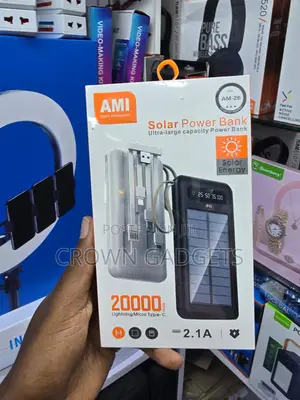 AMI AM-26 Solar Power Bank Dual USB Type-C Lightning