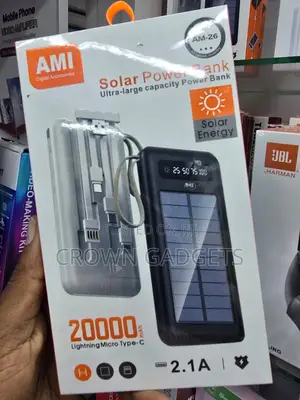 AMI 20000mAh Dual USB Solar Power Bank With LED Display