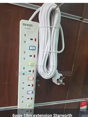 Starworth 6 Way 10M Electric Extension Cable With Surge Protection