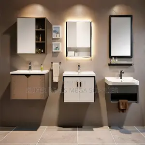 Premium Wall Mounted Bathroom Vanity Sink Cabinet With Mirror Set