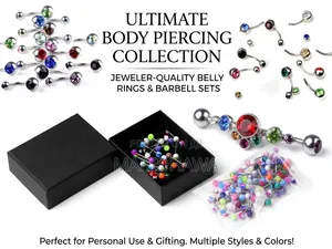 Ultimate Body Jewelry Set – Colorful Barbells Crystal Navel Rings