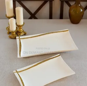 2pc Gold Line Platter