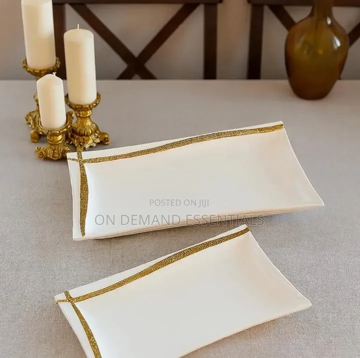 2pc Gold Line Platter