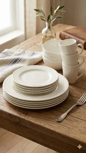 24pc Ceramic Dotted Dinner Set