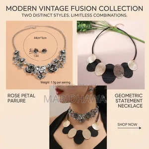 Necklace Classic Floral Charm and Bold Geometric Art Necklaces