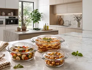 3Pc Dishes Glass Casserole Set – Microwave Safe, Baking, Serve, Store