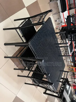 6-Seater Wooden Black Dining Table Set
