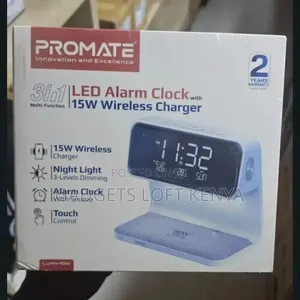 Promate LED Alarm Clock With Wireless Charger
