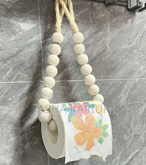 *Creative Natural Wood Beaded Toilet Paper Roll Holder*