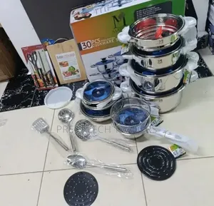 Marwa Non-Stick Stainless Steel Pots Set – 30PCS