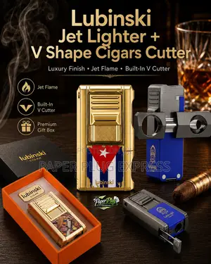 Lubinski Jet Lighter + v Shape Cigars Cutter