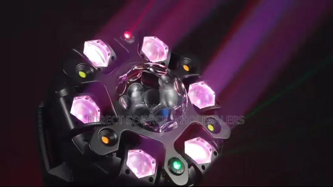 150W High-Brightness LED Output.
6 Independently Moving RGBW Beam
