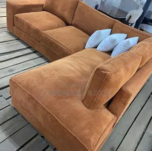 5 Seater Rust Orange L-Shaped Sofa: Free Delivery