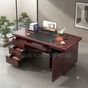 Office Desk; 1400MM Premium Mahogany Executive Lean Desk