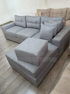 6 Seater L‐Shaped Sofa Tufted Back With Footrest