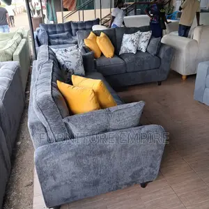 5 Seater Butterfly Sofa Set Grey With Decorative Pillows (3+2)