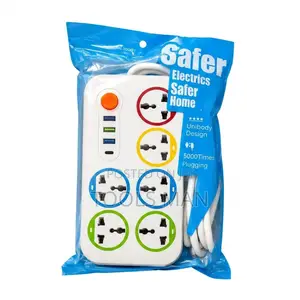Safer Electrics 6 Way Universal Power Extension Socket USB Type C