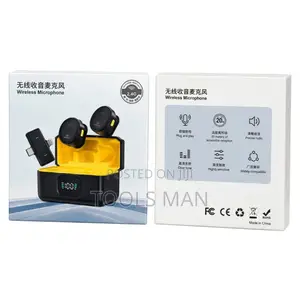 Wireless Microphone 2.4G Lavaliere Dual Mic 20m Range LED Case