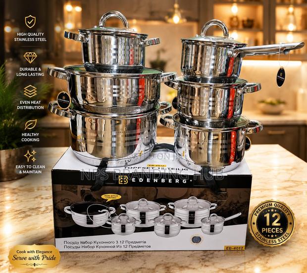 Edenberg 12-Piece Stainless Steel Cookware Set(bmk - main view