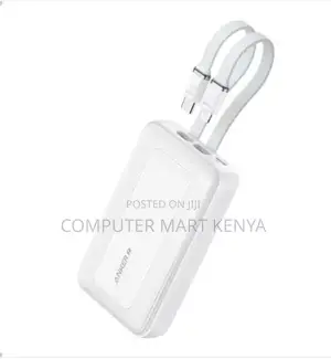 Anker ()mAh, 30W High Speed Power Bank Built in USB-C Cable(White)