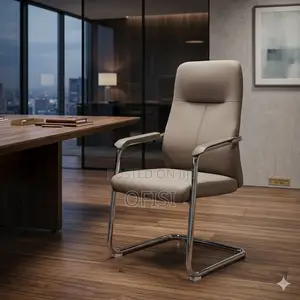 Office Chair; Brown Leather Executive Visitors Chair