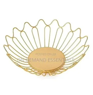 Wooden Base Gold Fruit Basket