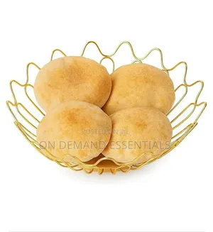 Wooden Base Gold Fruit Basket
